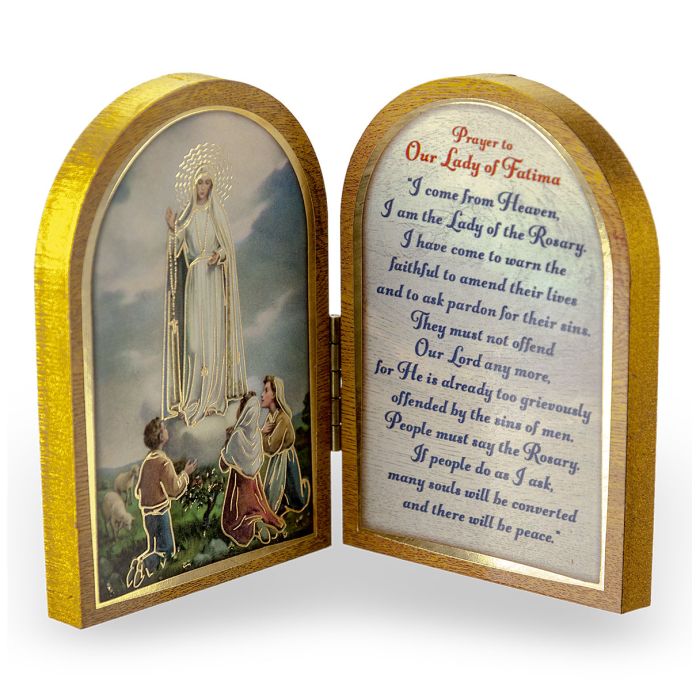 3.5" Our Lady of Fatima Wooden Diptych