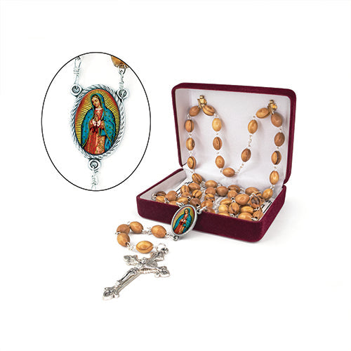 8mm Our Lady of Guadalupe Olive Wood Rosary