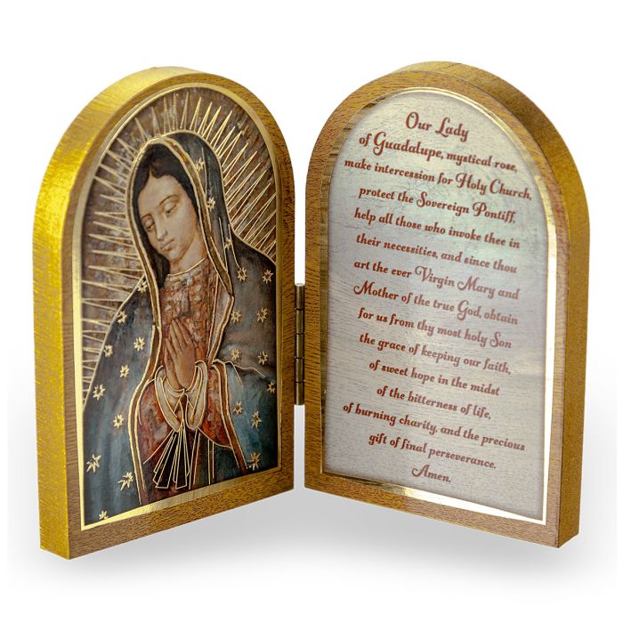 3.5" Our Lady of Guadalupe Wooden Diptych