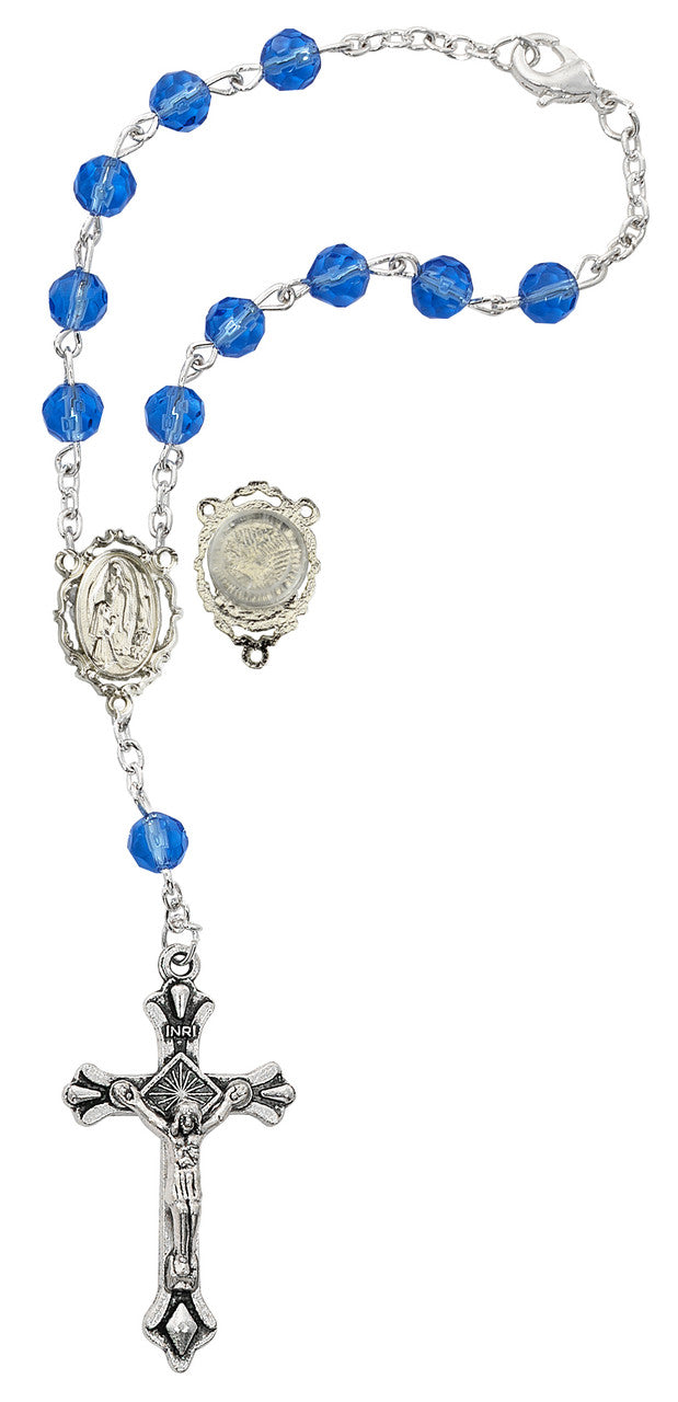 Our Lady of Lourdes Blue Auto Rosary