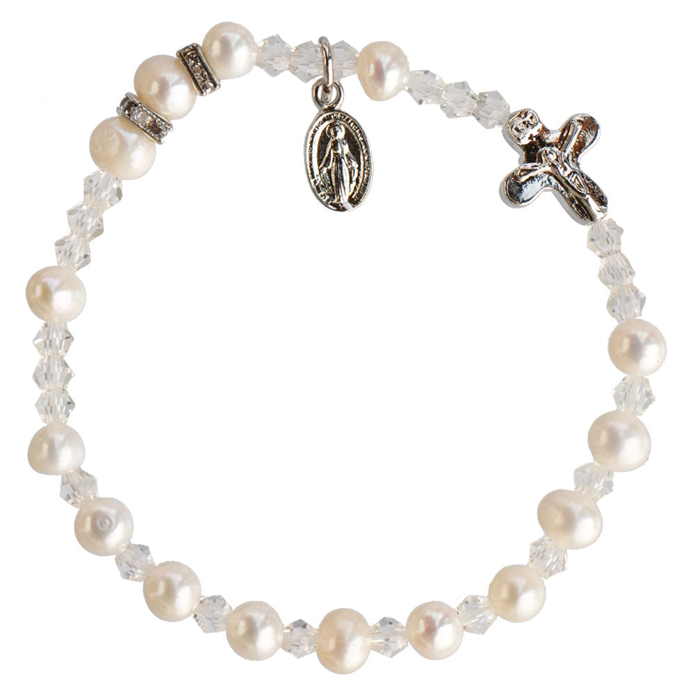 Pearl & Crystal Rosary Bracelet