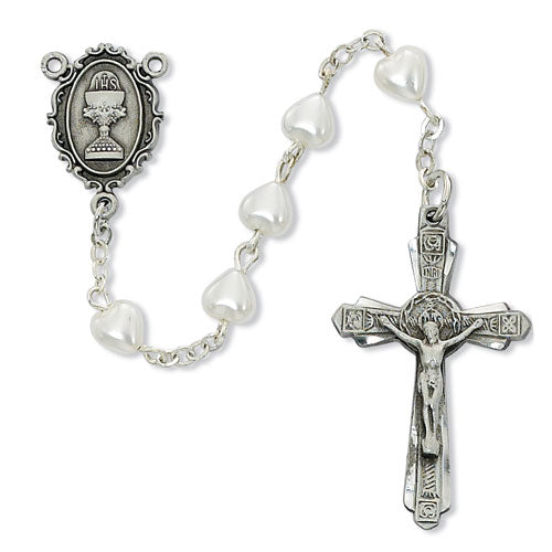 Pewter 5mm First Communion White Rosary