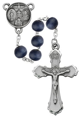 Pewter Blue Wood Rosary