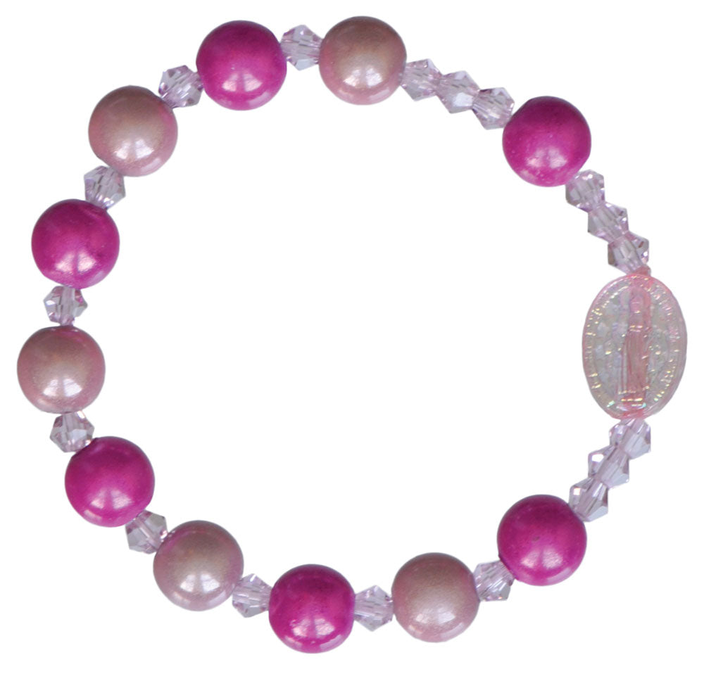 Pink Acrylic Children’s Rosary Bracelet