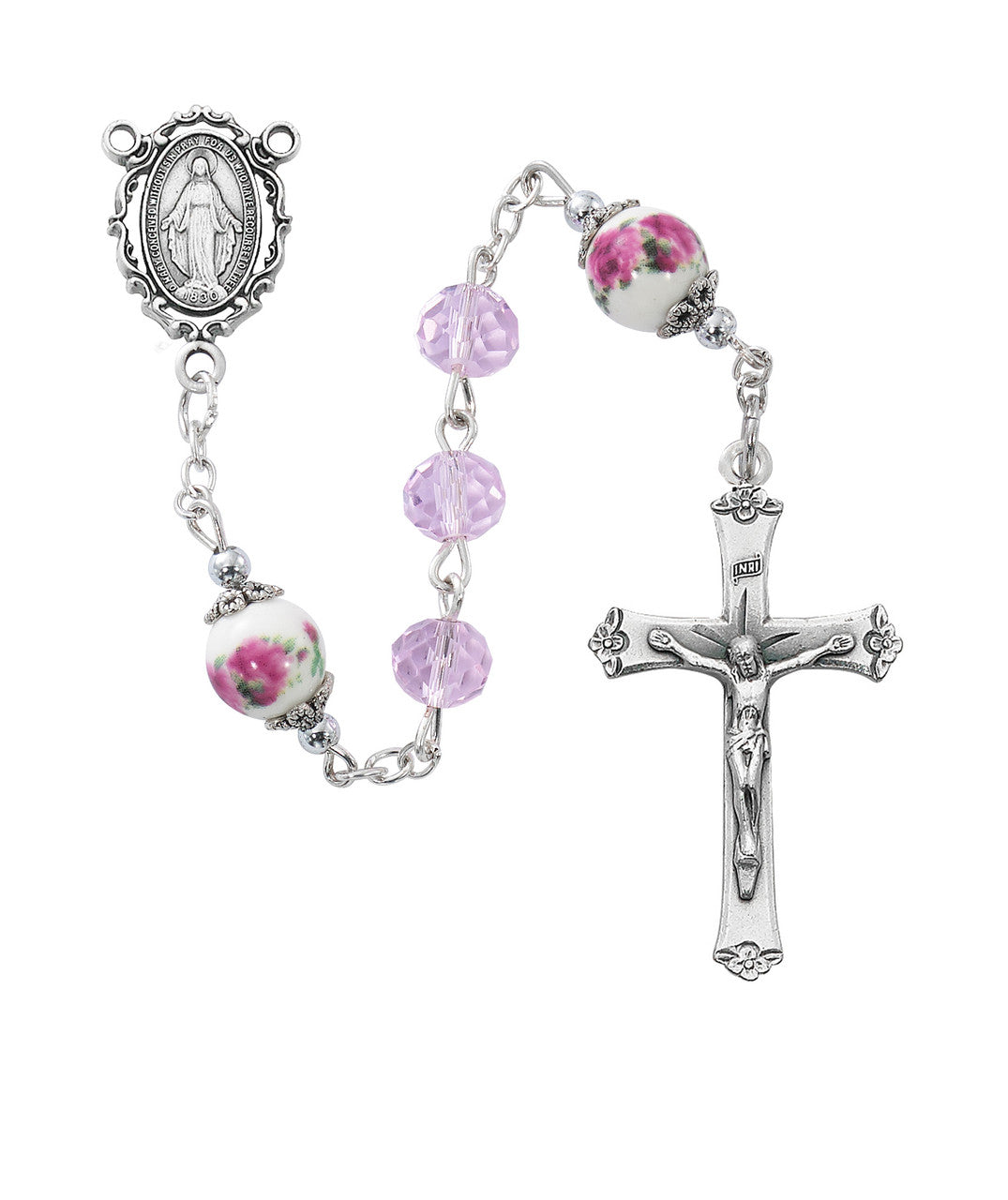 Pink Crystal Miraculous Rosary