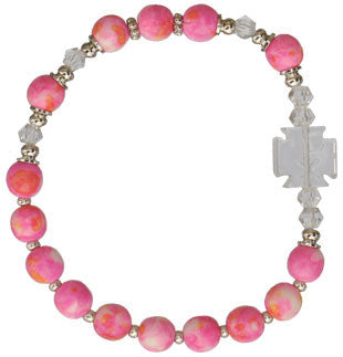 Pink Gemstone Children's Rosary Bracelet