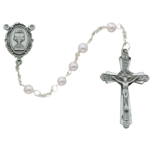 Pink Pearl First Communion Rosary 1