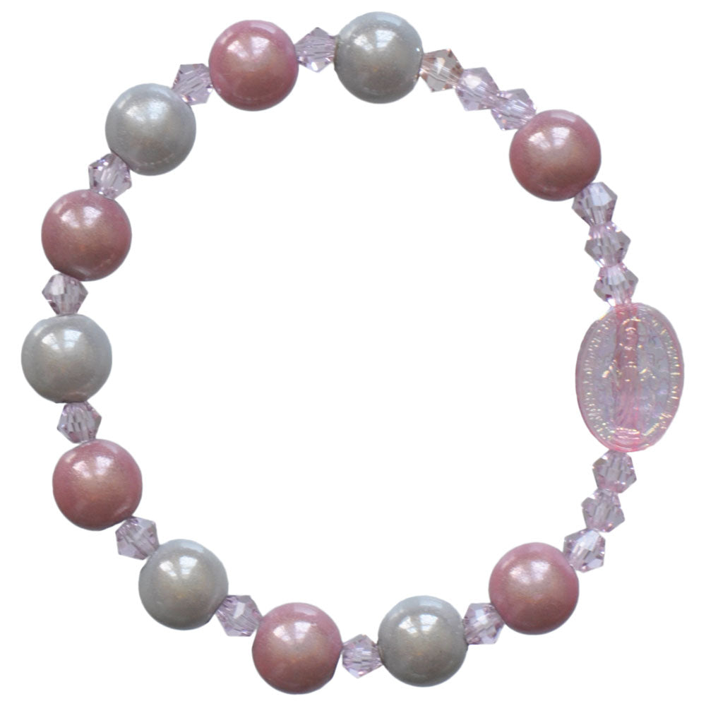 Pink & Blue Acrylic Children's Rosary Bracelet