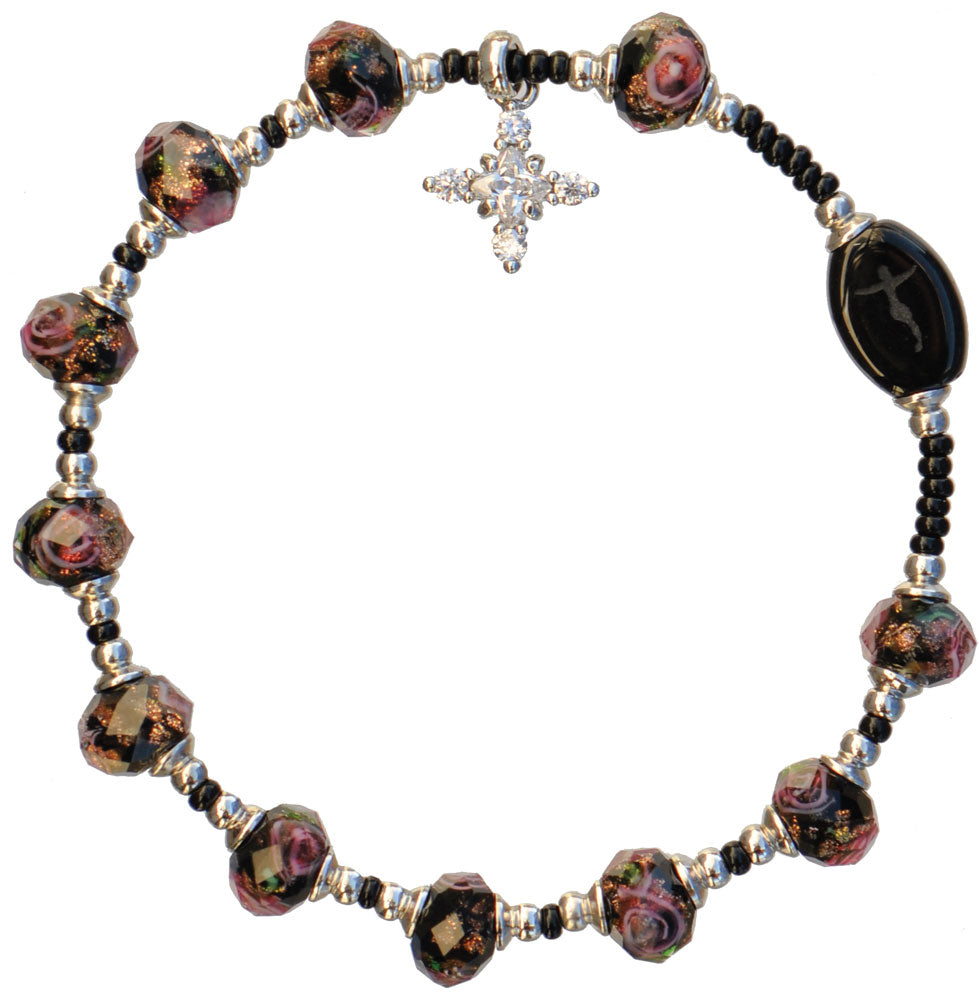 Plum Murano Glass Rosary Bracelet