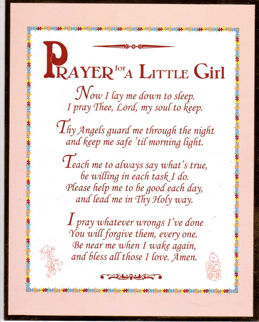 Prayer for a Little Girl Plaque