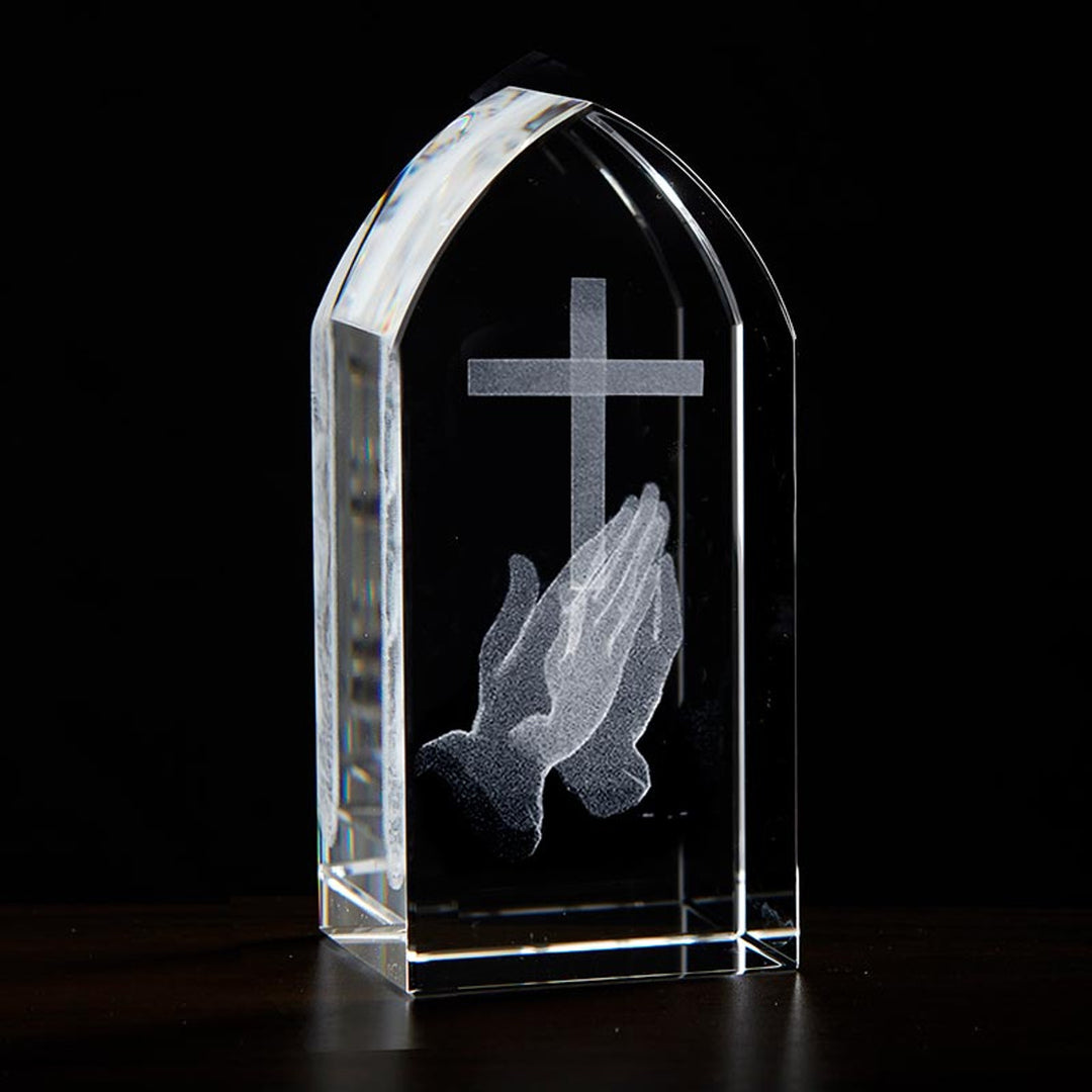 3" Praying Hands Etched Glass Plaque