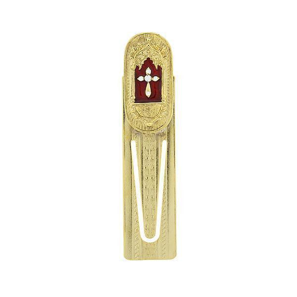 Red Enamel with Crystal Accent Cross Bookmark