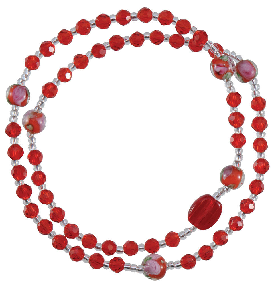 Genuine Red Crystal Twist Rosary Bracelet