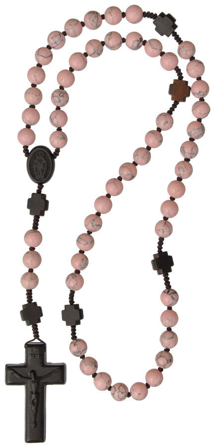 Jujube Wood & Genuine Rhodonite Rosary