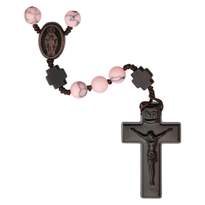 Jujube Wood & Genuine Rhodonite Rosary