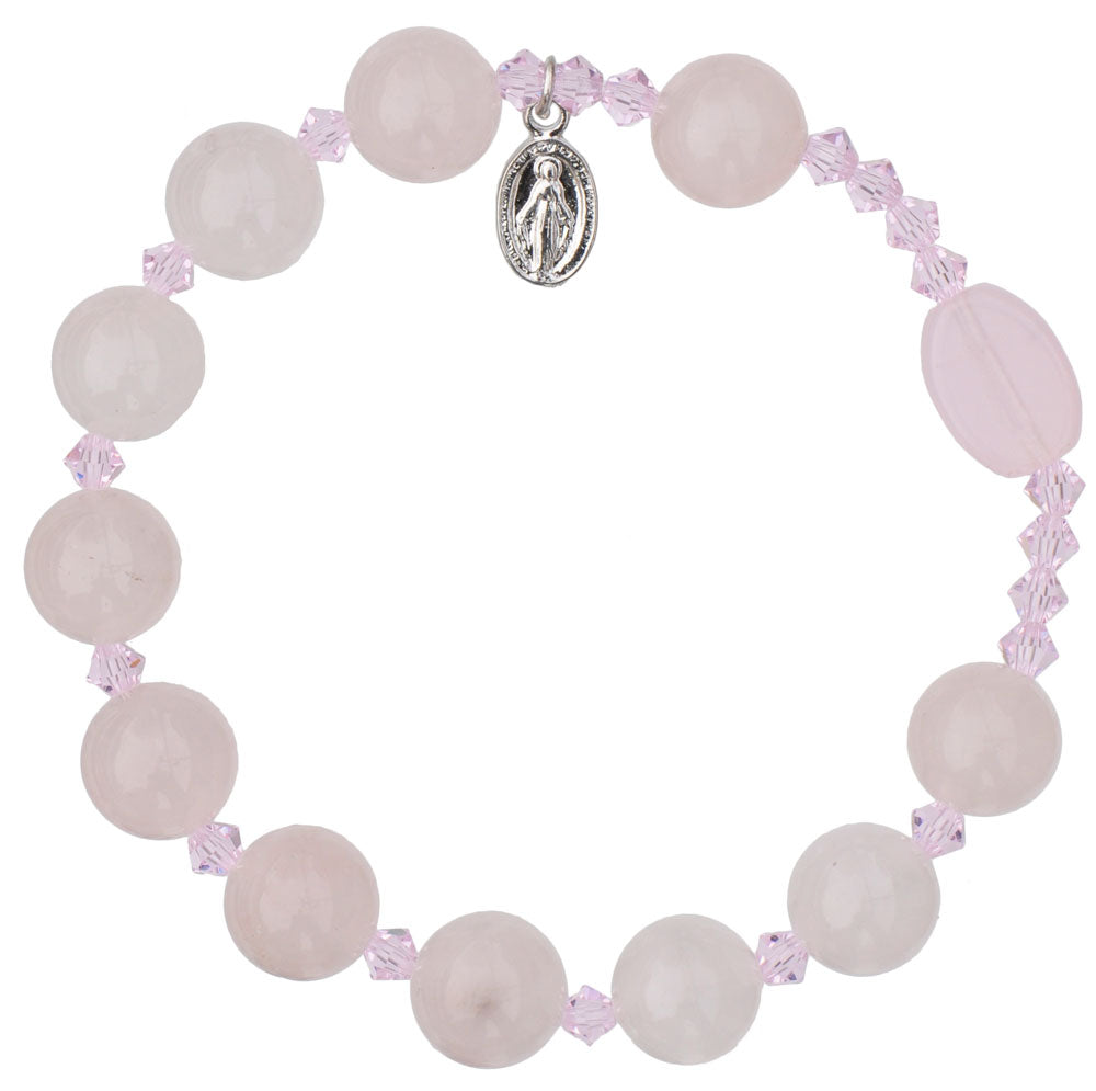 Genuine Rose Quartz Rosary Bracelet