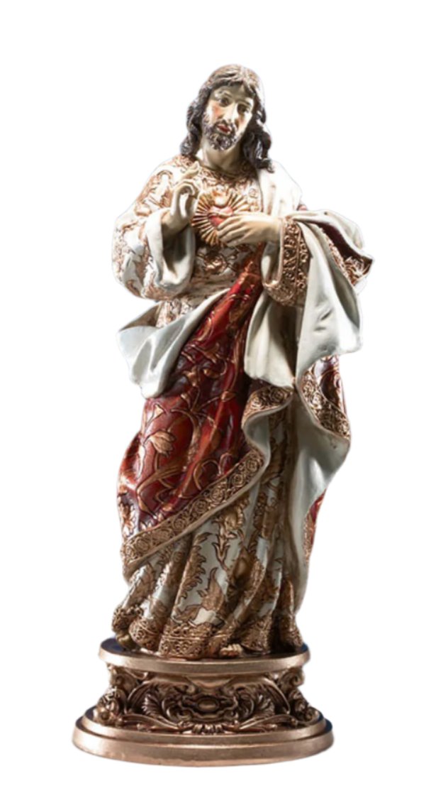 Sacred Heart of Jesus Statue with Ornate Base