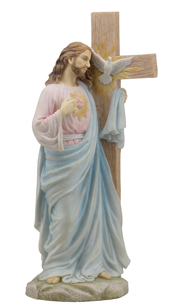 11.25" Sacred Heart of Jesus with Dove Cross Statue