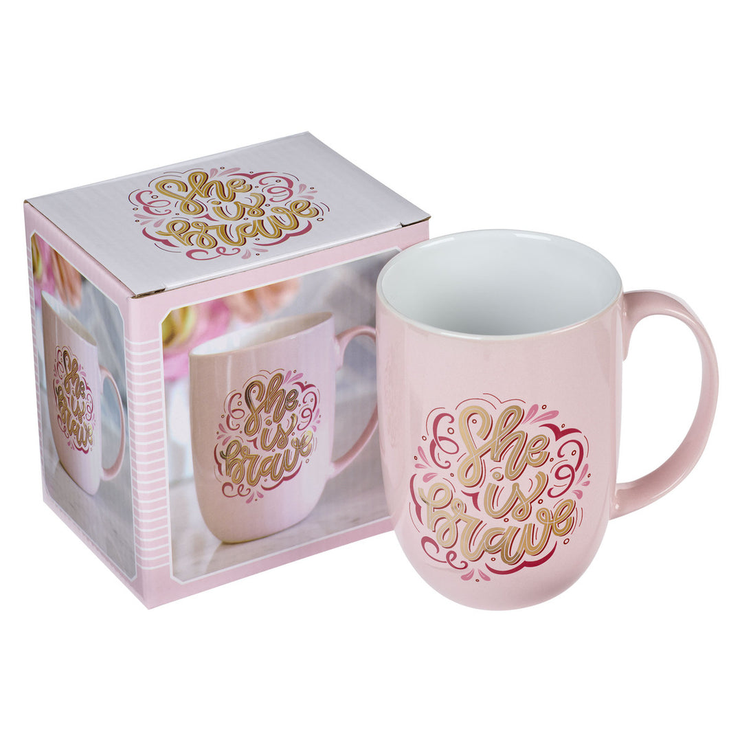 She is Brave Pink Ceramic Coffee Mug