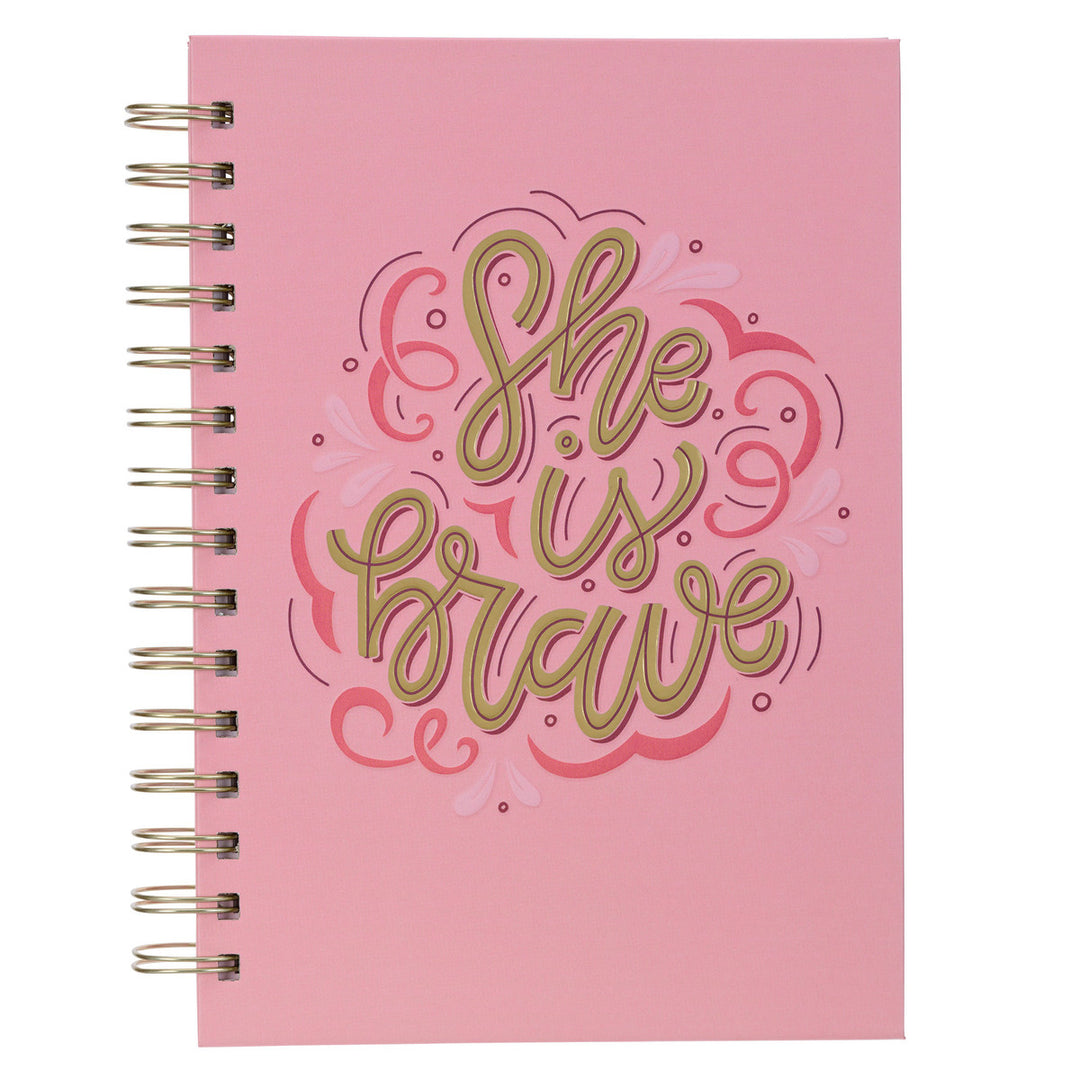 She is Brave Pink Wirebound Journal