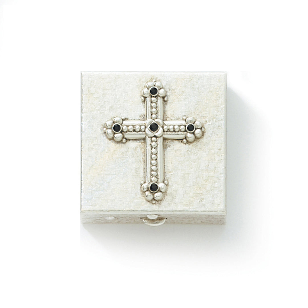 Black Crystal Cross Pill Box