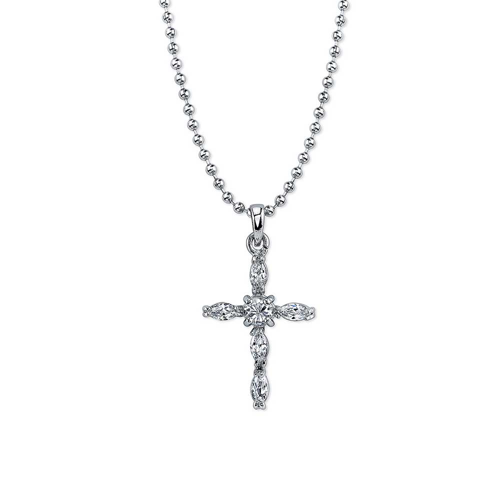 Silver-Tone Cross Pendant Necklace
