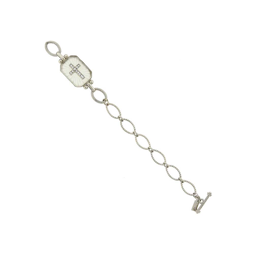 Frosted Stone Crystal Cross Toggle Bracelet