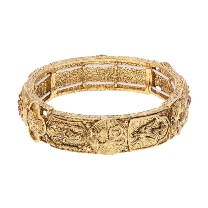 Spiritual Imagery & Light Siam Red Crystal Cross Stretch Bracelet