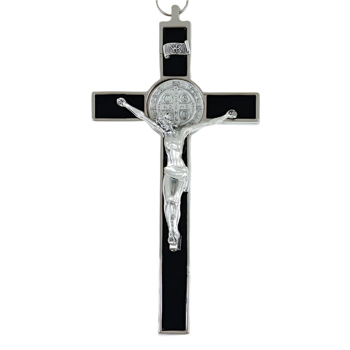 8" St. Benedict Black Enamel Wall Crucifix