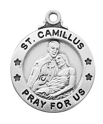 St. Camillus Sterling Silver Medal on 20" Chain