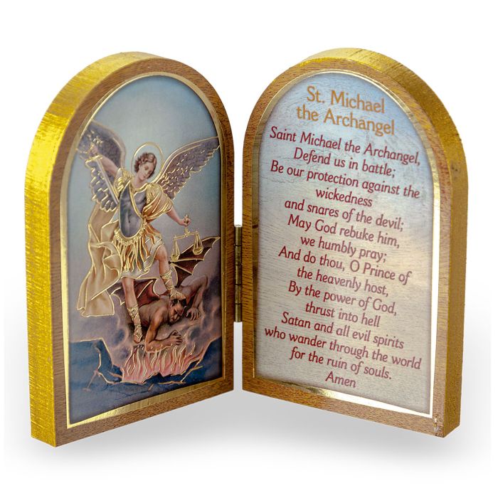 3.5" St. Michael Wooden Diptych