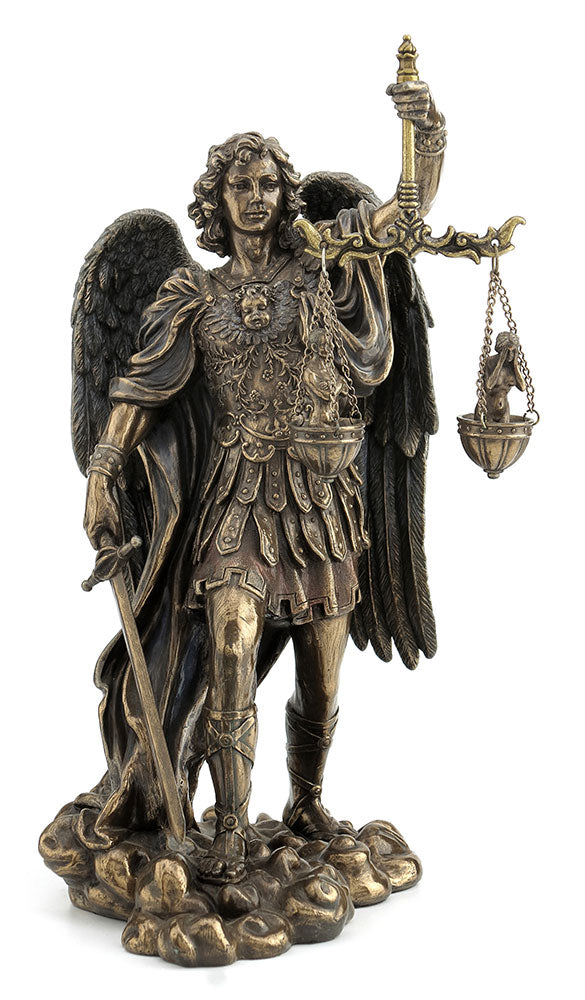 11" St. Michael Weighing Souls - Bronze Style Statue