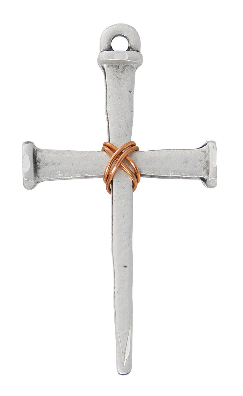 Sterliing Silver Nail Cross with Copper Rope