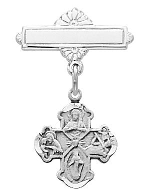 Sterling Silver 4-Way Cross Baby Pin