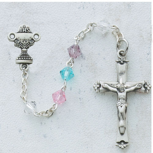Sterling Silver 5mm Multicolor Crystal Rosary
