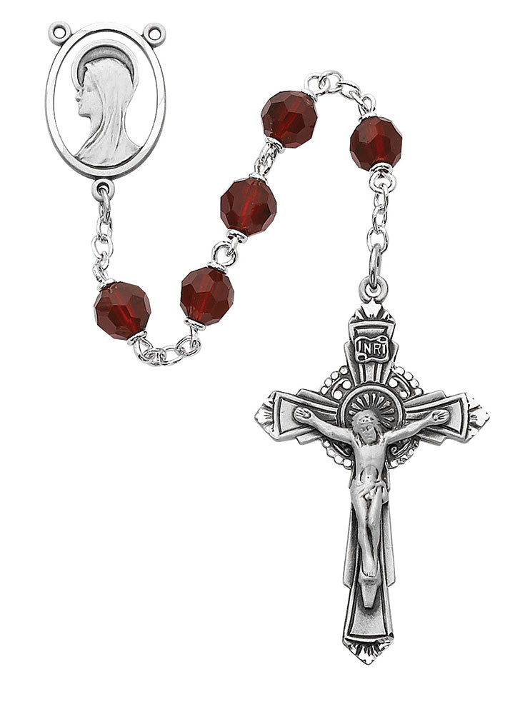 Sterling Silver Garnet Crystal Rosary