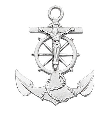 Sterling Silver Anchor Crucifix on 24" Chain