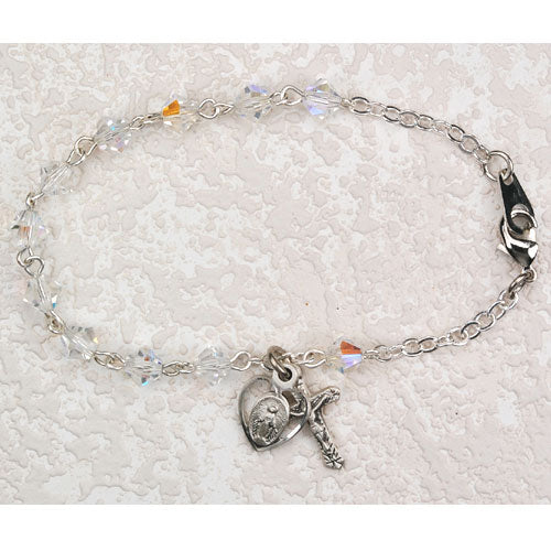 Sterling Silver Bracelet Crystal Miraculous Medal