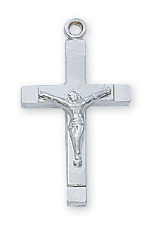 Sterling Silver Crucifix on 18" Platinum Plated Chain