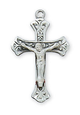 Sterling Silver Crucifix with 18" Platinum Plated Chain