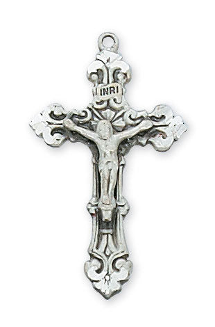 Sterling Silver Crucifix on 18" Rhodium Plated Chain