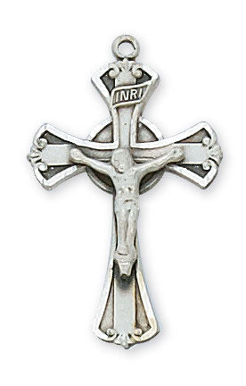 Sterling Silver Crucifix on 18" Rhodium Plated Chain 2