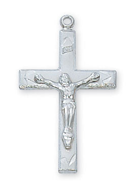 Sterling Silver Crucifix with 18" Rhodium Plated Chain