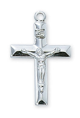 Sterling Silver Crucifix on 18" Stainless Steel Chain