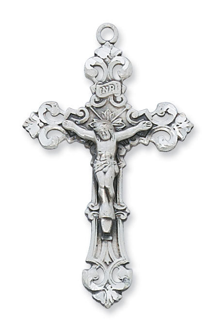 Sterling Silver Crucifix on 24" Rhodium Plated Chain 2