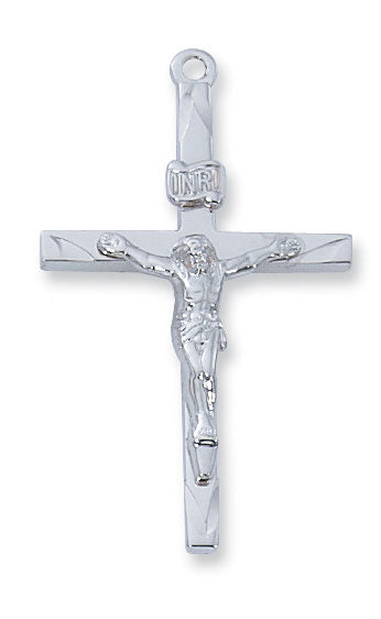 Sterling Silver Crucifix on 24" Rhodium Plated Chain 5