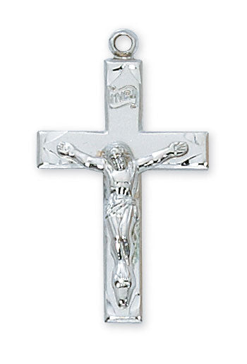 Sterling Silver Crucifix with 24" Rhodium Plated Chain 3