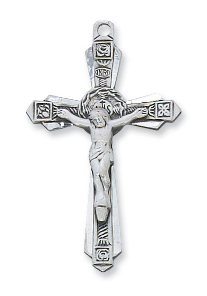 Sterling Silver Crucifix on 24" Rhodium Plated Chain