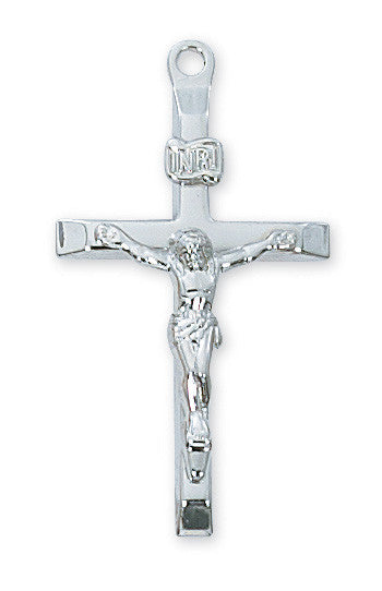 Sterling Silver Crucifix on 20" Rhodium Plated Chain