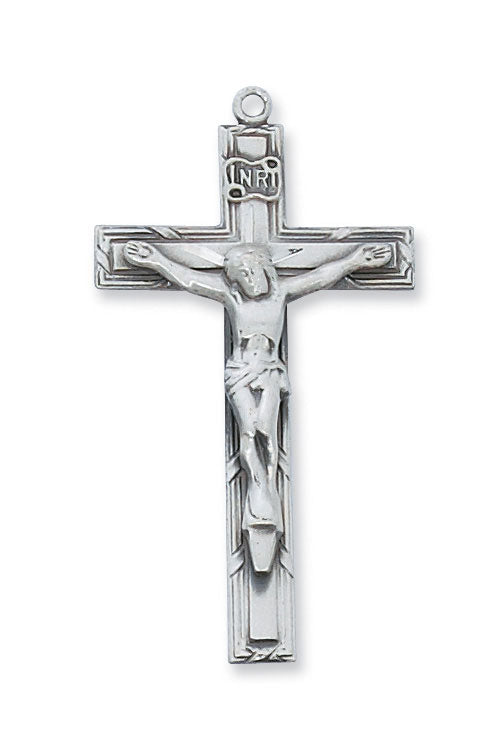 Sterling Silver Crucifix on 24" Rhodium Plated Chain 3